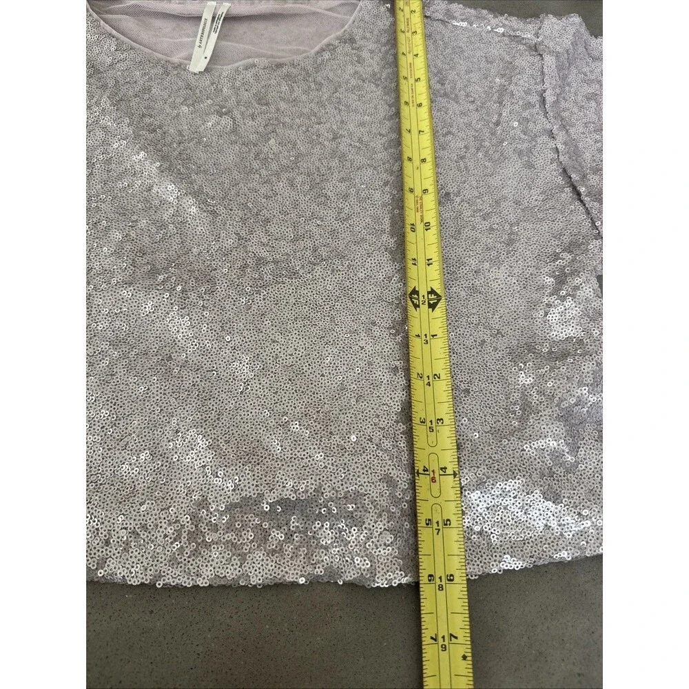 Anthropologie Lilac Sequin Boxy Crop Top - Picture 10 of 10